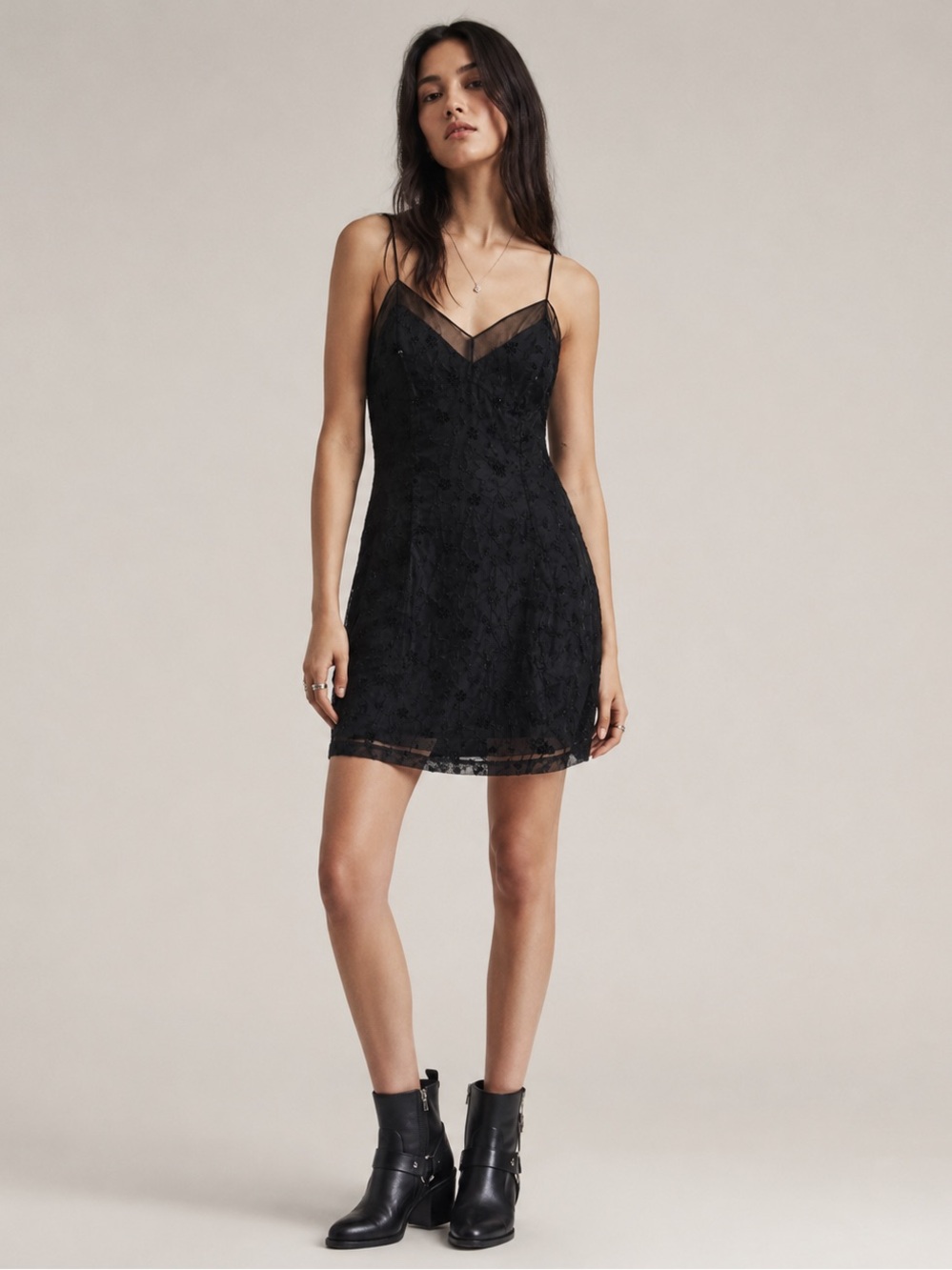 A.B.S Evening Collection Black Beaded Chiffon Slip Dress Size 10 Y2K Cocktail